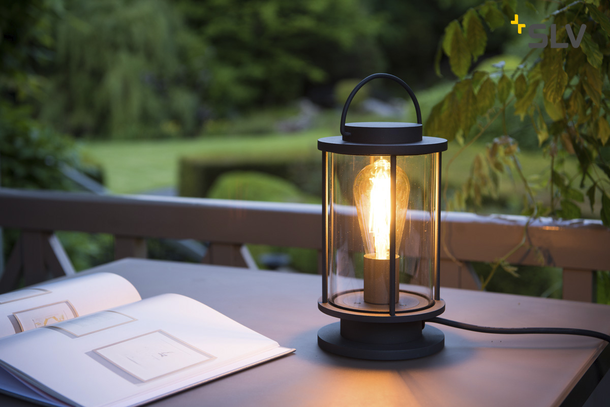 Sociaal Pretentieloos pop PHOTONIA E27, Outdoor Table lamp, anthracite, with IP safety plug - SLV