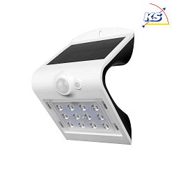 Blulaxa® LED Solar Outdoor Wall luminaire, IP65, 1.5W 3000K 220lm 120°, incl. accumulator, incl. PIR sensor, dimmable, white