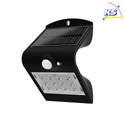 Blulaxa® LED Solar Outdoor wall luminaire with PIR sensor, IP65, 1.5W 3000K 220lm 120°, inkl. Accumulator, black