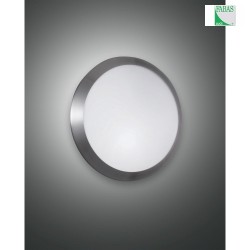 Fabas Luce BOREA Ceiling luminaire, IP44, E27, glass white, nickel satin