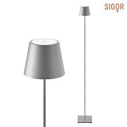 battery floor lamp NUINDIE round IP54, graphite grey dimmable