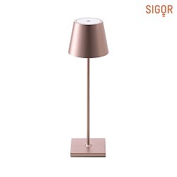 battery table lamp NUINDIE round, CCT Switch IP54, rose gold anodised dimmable