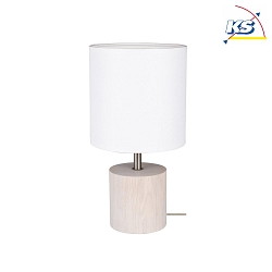 Lampada da tavolo TRONGO ROUND rotondo E27 IP20 quercia bianca, trasparente, Bianco